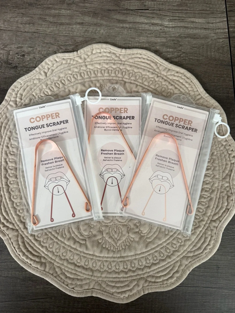 Lindo Pure Copper Tongue Scraper (Lot of 3) - Brand New in Package